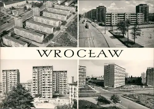 Postcard Breslau Wrocław Wohnviertel mit Neubauhäusern 1971