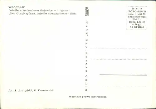 Postcard Breslau Wrocław Wohnviertel mit Neubauhäusern 1971