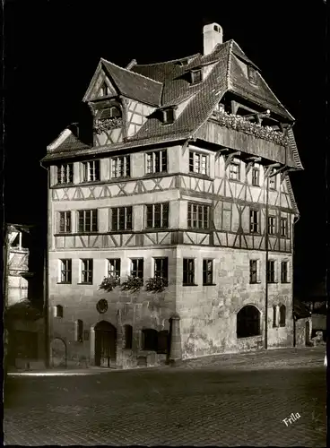 Ansichtskarte Nürnberg Albrecht-Dürer-Haus am Abend/Nacht 1960