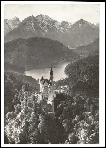 Schwangau Schloss Neuschwanstein aus der Vogelschau-Perspektive 1966