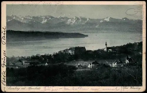 Ansichtskarte Starnberg Stadt mit Alpenkette 1928