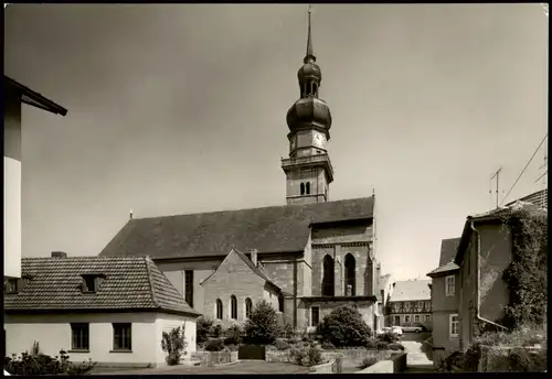 Ansichtskarte Mellrichstadt Ortspartie an der Kirche 1960
