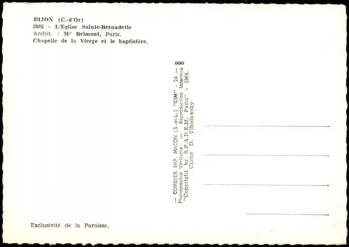 Dijon (Dision) Dijon Eglise (Kirche) Sainte-Bernadette; von Innen 1970