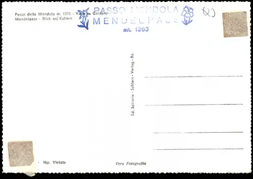 Altenburg (Kaltern) Castelvecchio Passo della Mendola Visa su Caldaro 1960