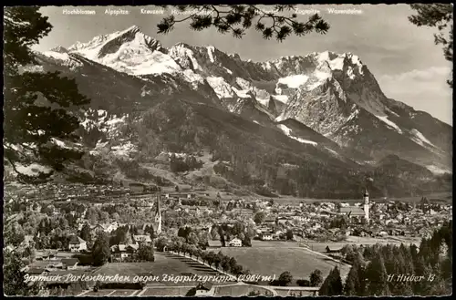 Ansichtskarte Garmisch-Partenkirchen Panorama-Gesamtansicht 1955