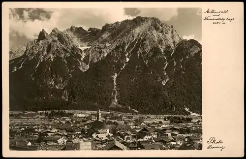 Ansichtskarte Mittenwald Panorama-Ansicht mit Blick zum Karwendelgebirge 1940
