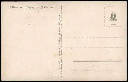 Ansichtskarte Garmisch-Partenkirchen Eibsee und Zugspitze 1914