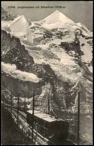 Ansichtskarte Lauterbrunnen Bergbahn Jungfraubahn mit Silberhorn 1910