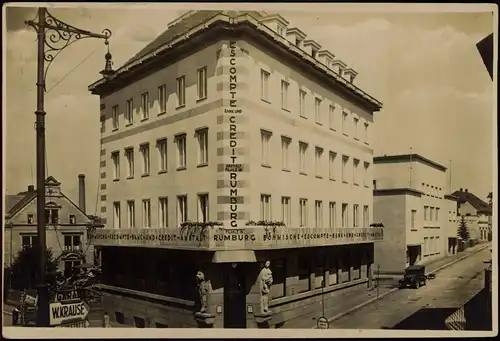 Postcard Rumburg Rumburk Straßenpartie Böhmische Kreditanstalt 1935