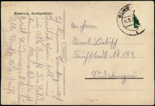 Postcard Rumburg Rumburk Straßenpartie Böhmische Kreditanstalt 1935