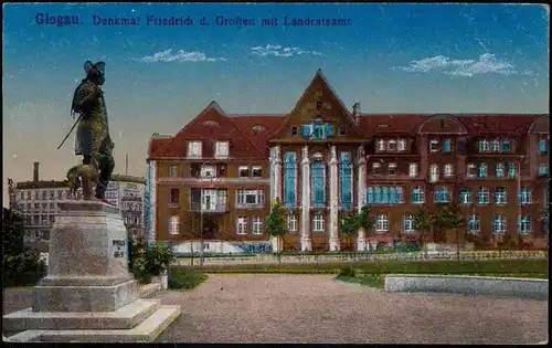 Postcard Glogau Głogów Landratsamt 1918  gel. Feldpost WK1