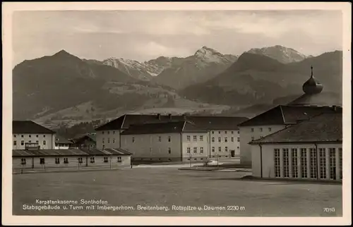 Ansichtskarte Sonthofen Karpatenkaserne 1938  gel.1948