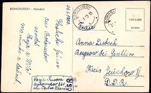Postcard Mariaschein-Graupen Bohosudov Krupka Straßenpartie 1953
