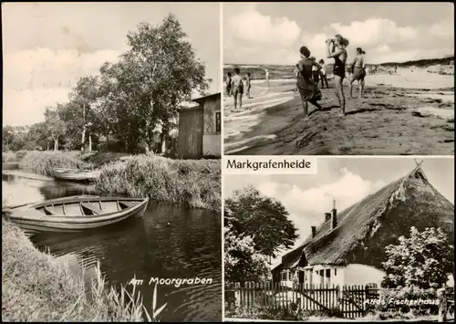 Markgrafenheide-Rostock DDR Mehrbild-AK   Moorgraben, Strand, Fischerhaus 1968