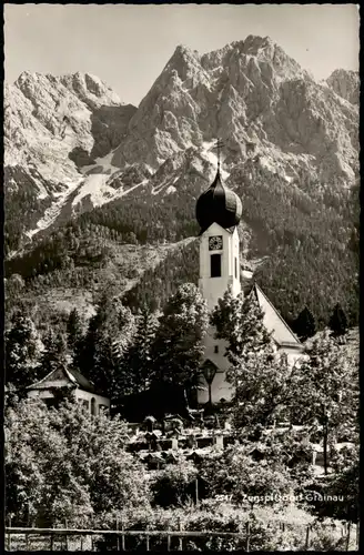 Ansichtskarte Grainau Ortsansicht mit der Kirche 1953