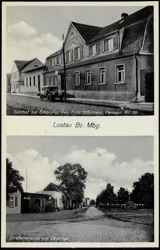 Ansichtskarte Lostau-Möser 2 Bild Gasthof, Straße 1932