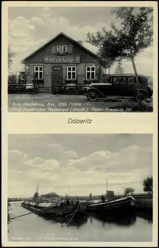 Ansichtskarte Döberitz-Premnitz Gasthof Heidekrug, Hafen - 2 Bild 1937