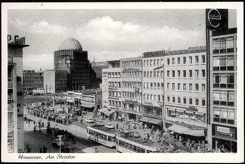 Ansichtskarte Hannover Steintor Partie, Tram Straßenbahn, Geschäfte 1957