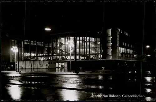 Ansichtskarte Gelsenkirchen Städtische Bühnen bei Nacht 1961