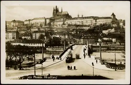 Burgstadt-Prag   Praha Hradschin/Hradčany - Straße, Brücke - Fotokarte 1937