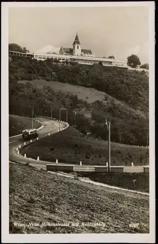 Ansichtskarte Döbling-Wien Neue Höhenstrasse - Bus mit Kahlenberg 1932