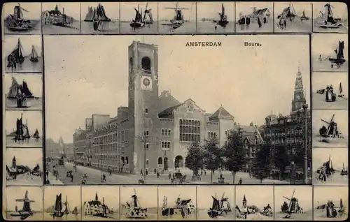 Postkaart Amsterdam Amsterdam Beurs - Mehrbild Windmühlen 1922