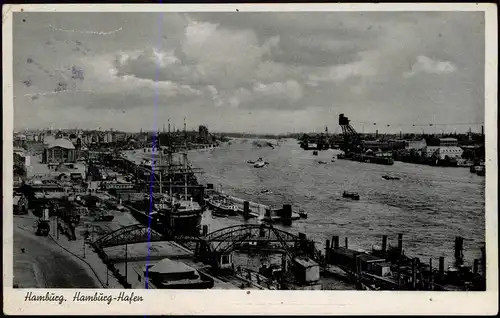 Ansichtskarte Hamburg Hasmburger Hafen - Kräne 1950