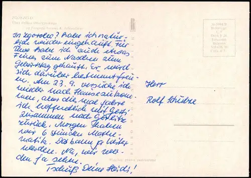 Postcard Görlitz Zgorzelec Ulica Feliksa Dzierkyńskiego 1970