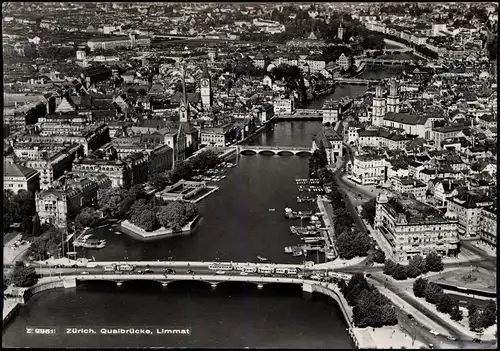 Ansichtskarte Zürich Luftbild Quaibrücken 1966