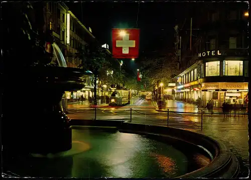 Ansichtskarte Zürich Bahnhofstraße , Platz bei Nacht 1966