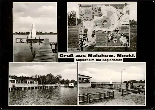 Ansichtskarte Malchow (Mecklenburg) Seebadeanstalt - Anlagen Schild 1968