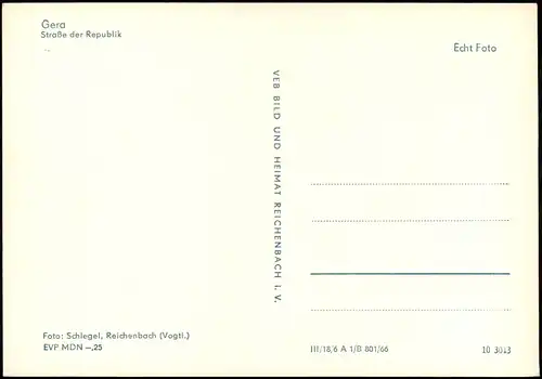 Ansichtskarte Gera Heinrichsstraße / Straße der Republik 1966