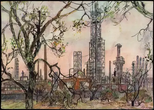 .Nordrhein-Westfalen Ruhrgebiet ARAL-Werbekarte Raffinerie Industrie 1962