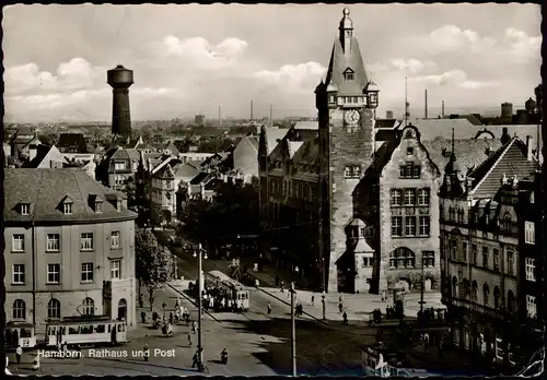 Ansichtskarte Hamborn-Duisburg Straßenpartie Post, Fabrik Wasserturm 1966