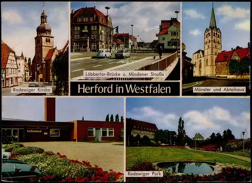Ansichtskarte Herford Radewiger Kirche, Mindener Straße, Hallenbad 1970