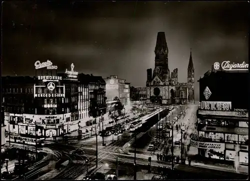 Charlottenburg-Berlin Kurfürstendamm, Leuchtreklame bei Nacht 1956