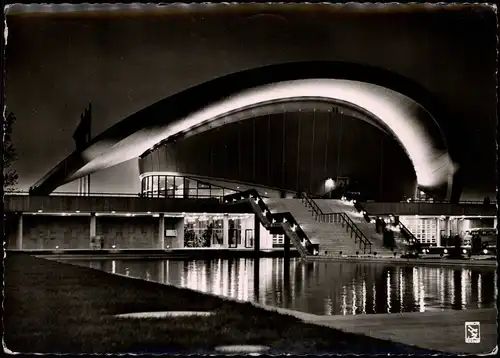 Ansichtskarte Tiergarten-Berlin Kongreßhalle bei Nacht 1962