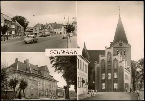 Ansichtskarte Schwaan (Mecklenburg) Markt, Bahnhof bei Bützow 1973