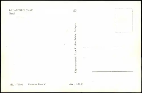 Postcard Balatonföldvár Motel 1971