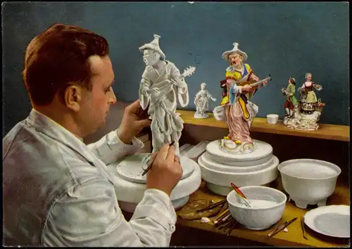 Ansichtskarte  Porzellan-Manufaktur: Bossierer am "Malabar" 1968/1963