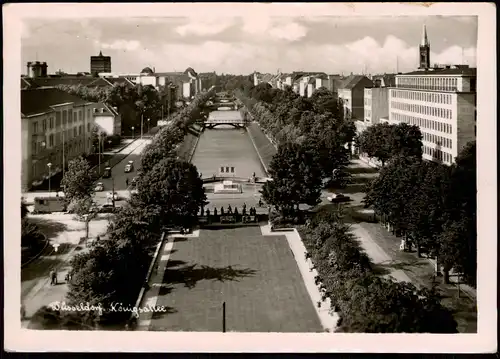 Ansichtskarte Düsseldorf Königsallee aus der Vogelschau Perspektive 1955