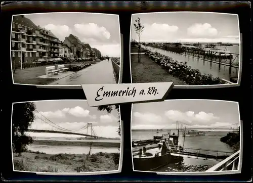 Emmerich (Rhein) Mehrbildkarte mit 4 Orts-/Stadtteilansichten 1966