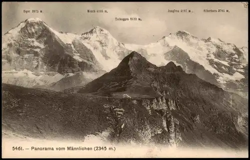 Ansichtskarte Wengen BE Panorama vom Männlichen (2345 m.) 1918