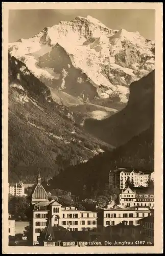 Ansichtskarte Interlaken Stadtpartie mit Jungfrau 1932