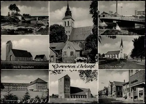 Ansichtskarte Greven Kirchem, Emspartie, Marktstraße 1967