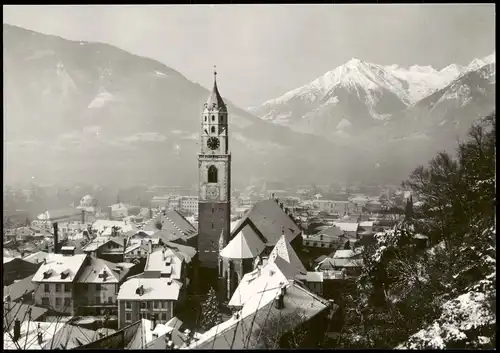 Cartoline Meran Merano Panorama-Ansicht Blick zur Kirche 1960
