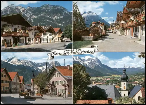 Garmisch-Partenkirchen Mehrbildkarte  4 Foto-Ansichten Stadtteilansichten 1964