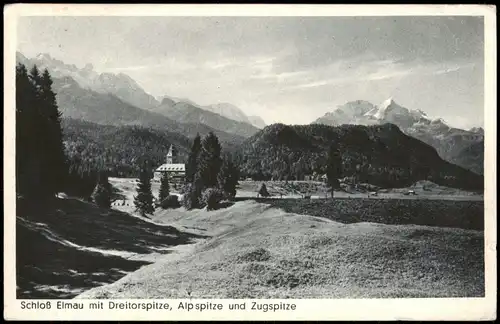 Ansichtskarte Elmau-Krün Schloss 1954  gel. Notopfer Berlin