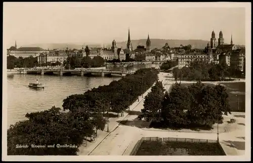 Ansichtskarte Zürich Utoquai und Quaibrücke 1940