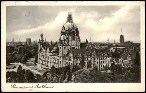 Ansichtskarte Hannover Partie am Rathaus 1930